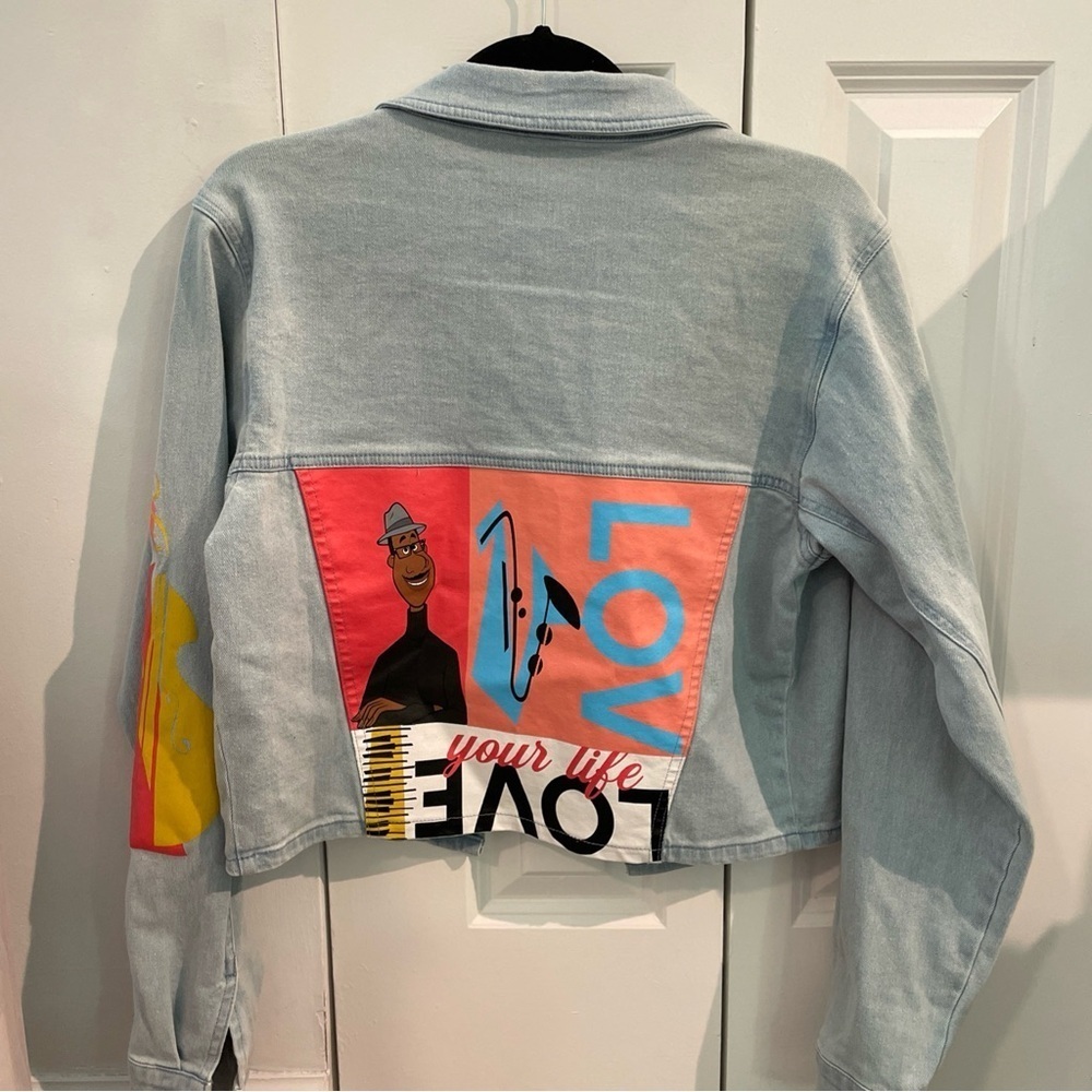 Disney Light Blue Denim Jacket Soul Themed Size Medium Women’s Jean Jacket